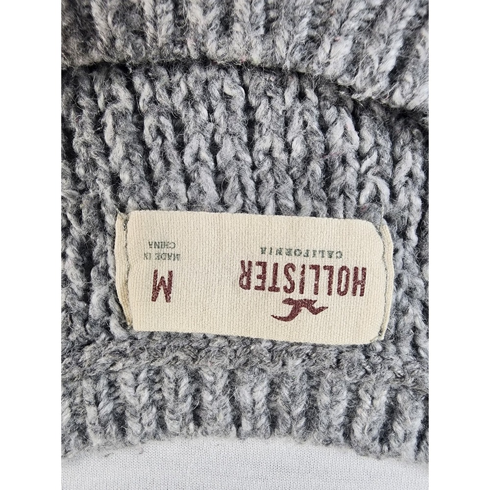 Hollister California Womens Open Knit Sweater Gray Long Sleeve Crew Neck Medium - Picture 5 of 9